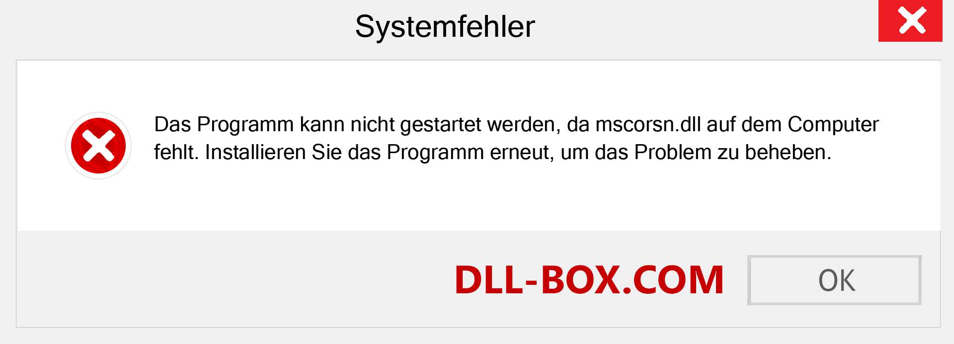 mscorsn.dll-Datei fehlt?. Download für Windows 7, 8, 10 - Fix mscorsn dll Missing Error unter Windows, Fotos, Bildern